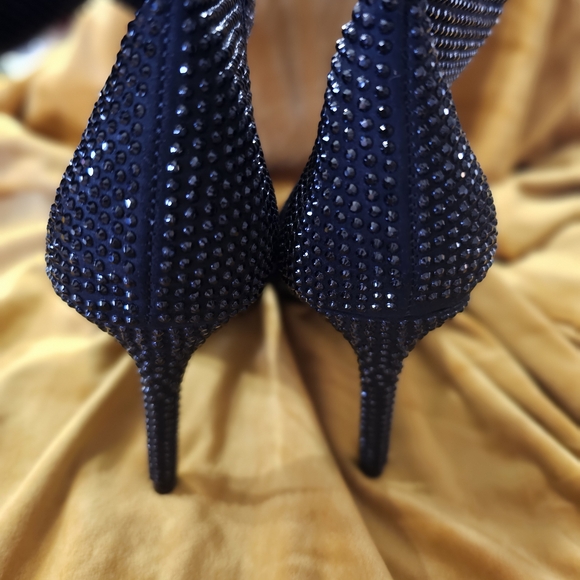 Thalia Sodi Black Rhinestone Heeled Boots - Picture 3 of 5